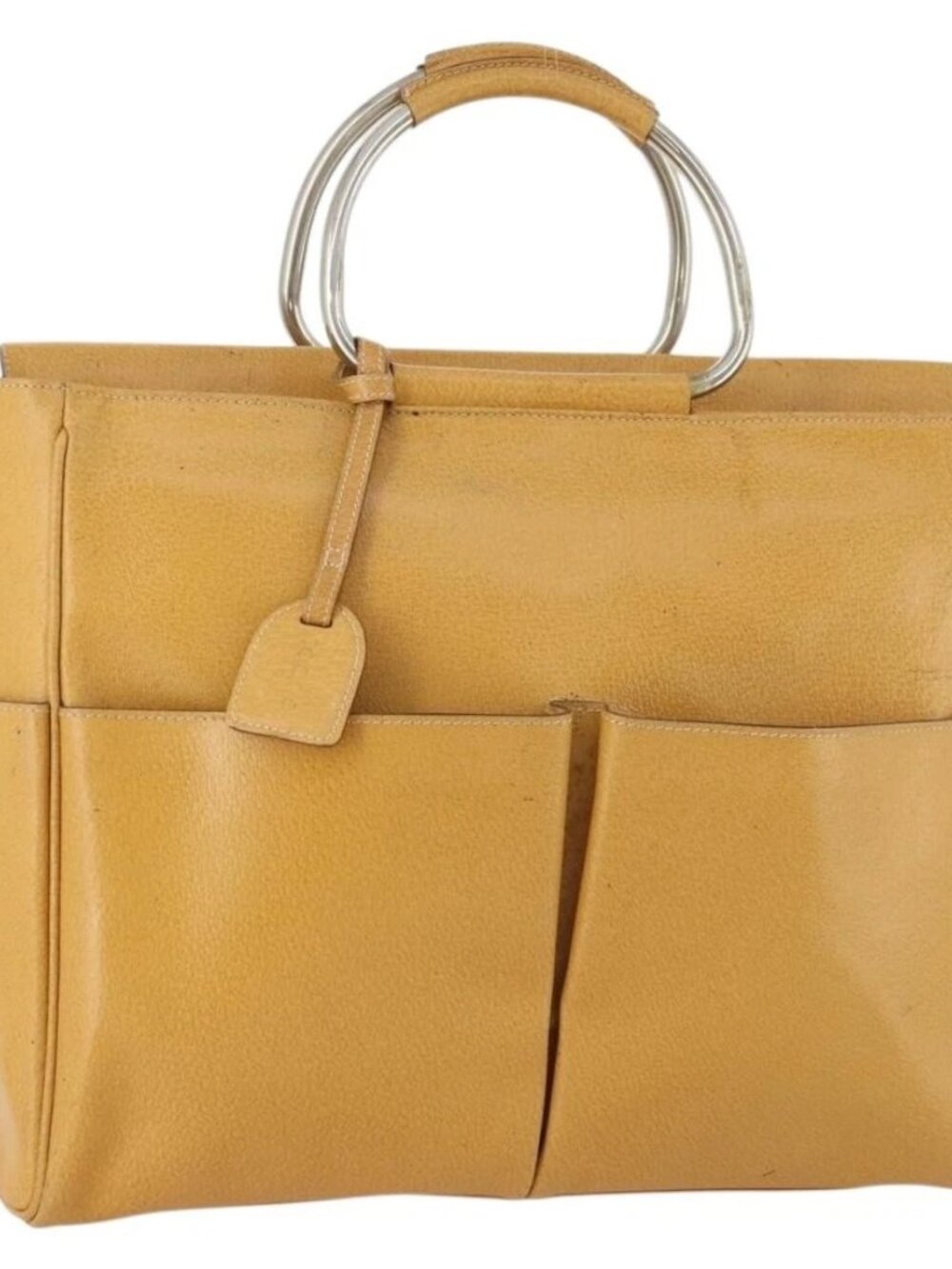 GUCCI Hand Bag Leather Beige Auth 168819